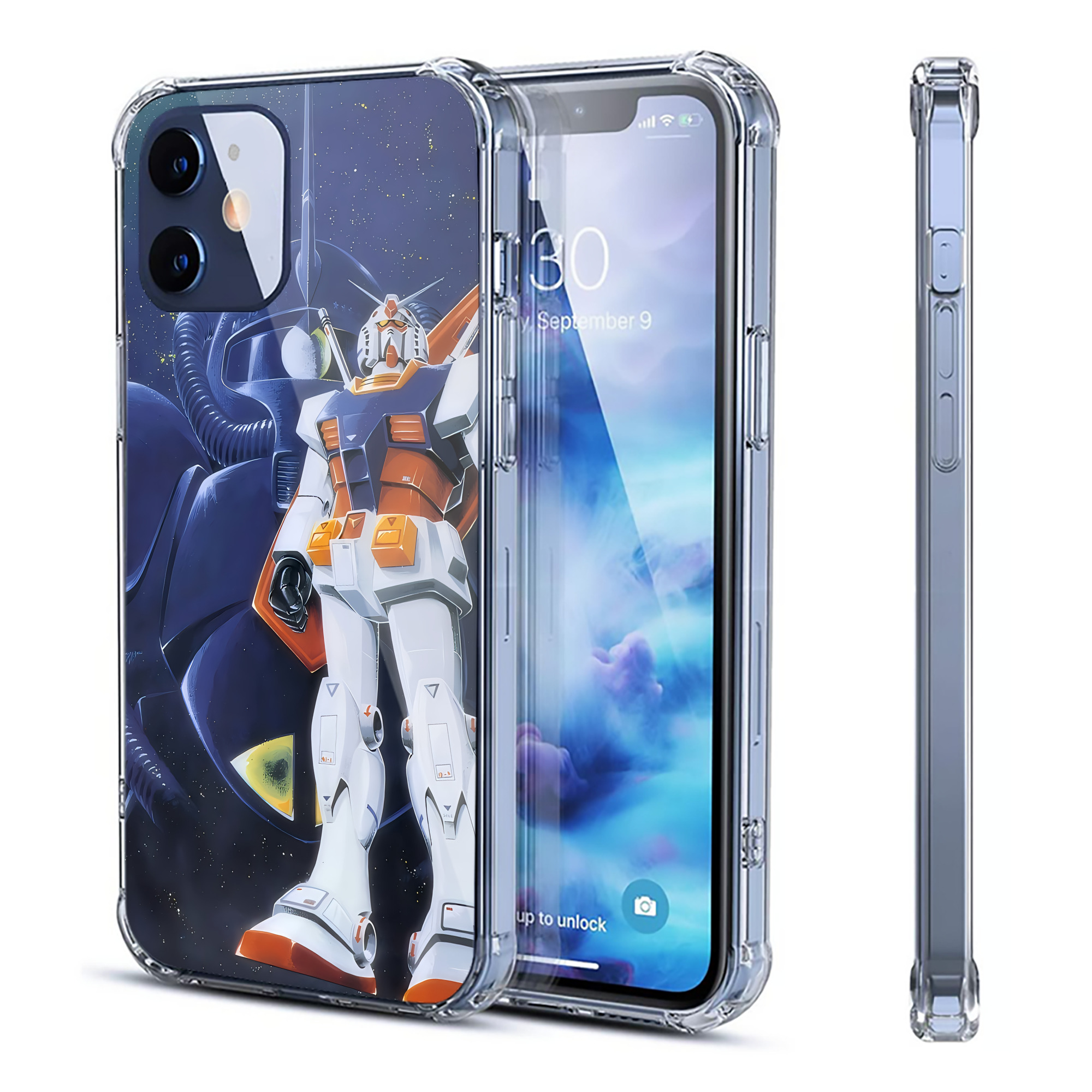 （画像用） 機動戦士ガンダム Mobile Suit Gundam 【iPhone 12シリーズ対応】透明スマホケース（クリアソフトケース）